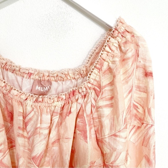 BOGO! Show Me Your Mumu Claudia Crop Linen Blouse Pink Majestic Palm Small - Picture 4 of 9